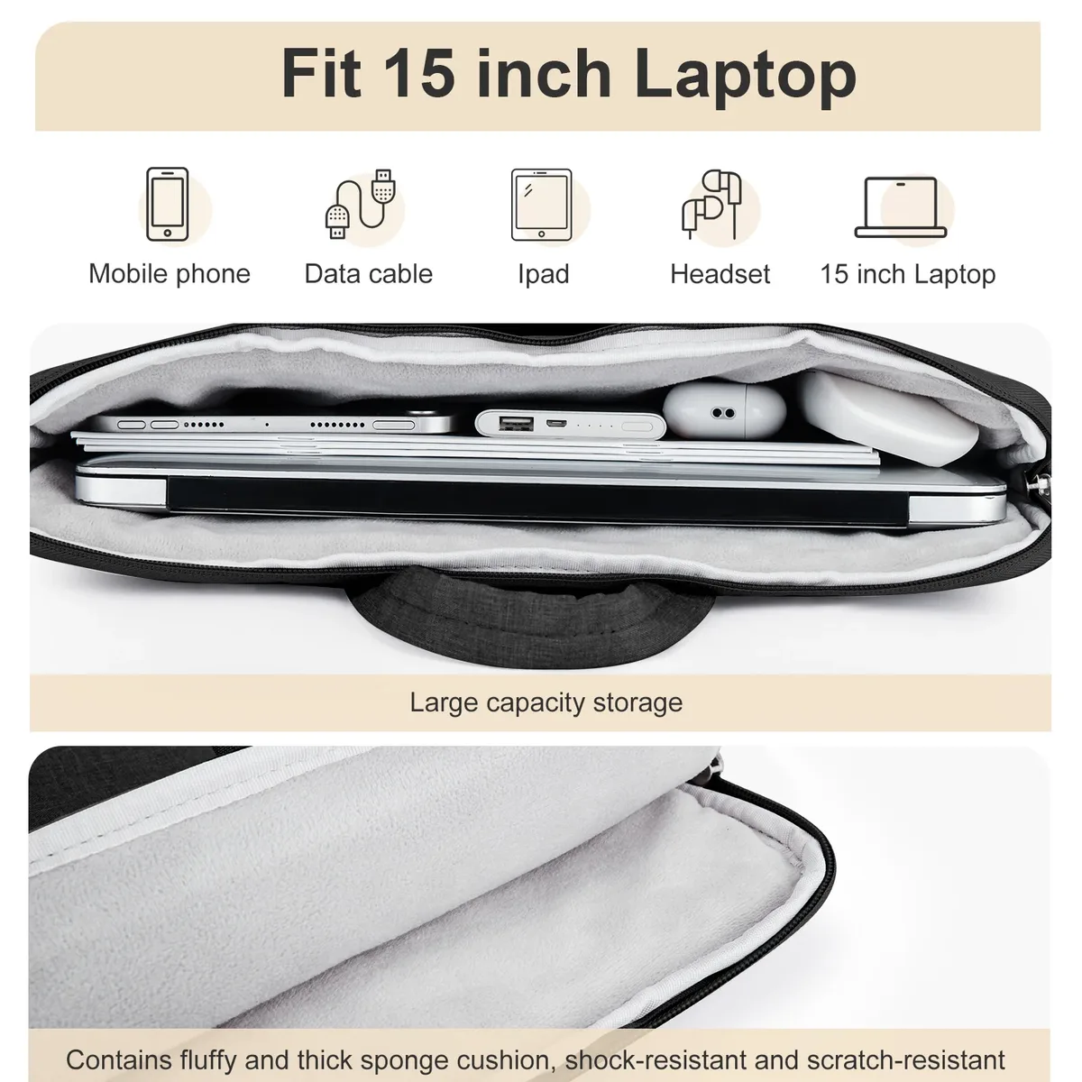 sac pour ordinateur portable étanche 13 14 15 pouces, pochette pour ordinateur portable 13 14 15 pouces pour lenovo, hp, etc., sac à main pour hommes et femmes