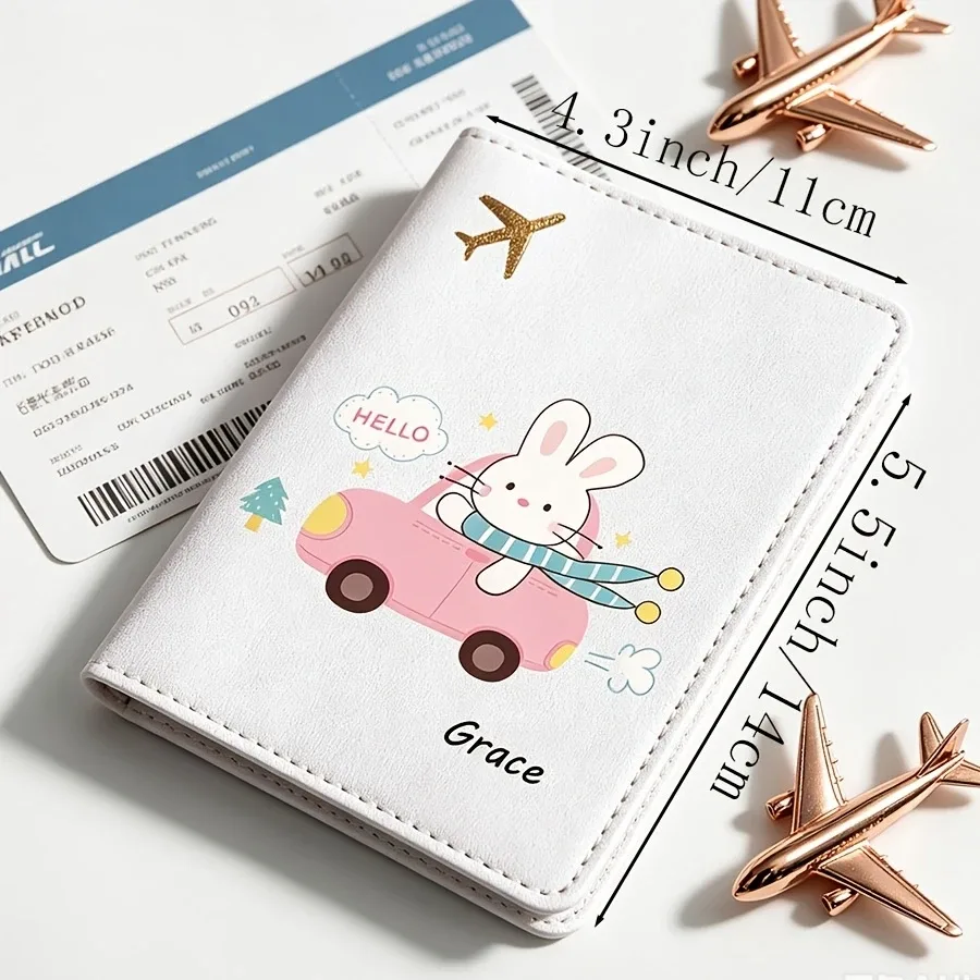 porte-passeport personnalisé avec motif de lapin, pochette de voyage personnalisée en 6 couleurs pour la protection des documents d'avion