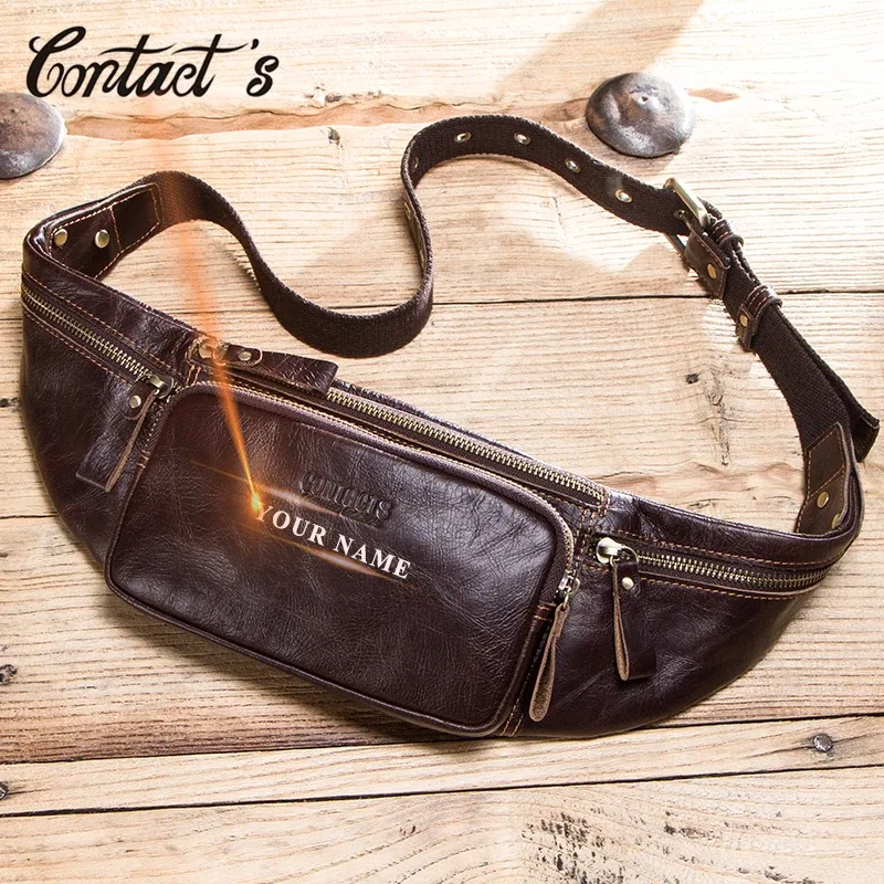 fissuract's-sac banane en cuir véritable pour hommes, sacs de ceinture, sacs de voyage, sacs à main de qualité masculine, sac à bandoulière, poudre de téléphone