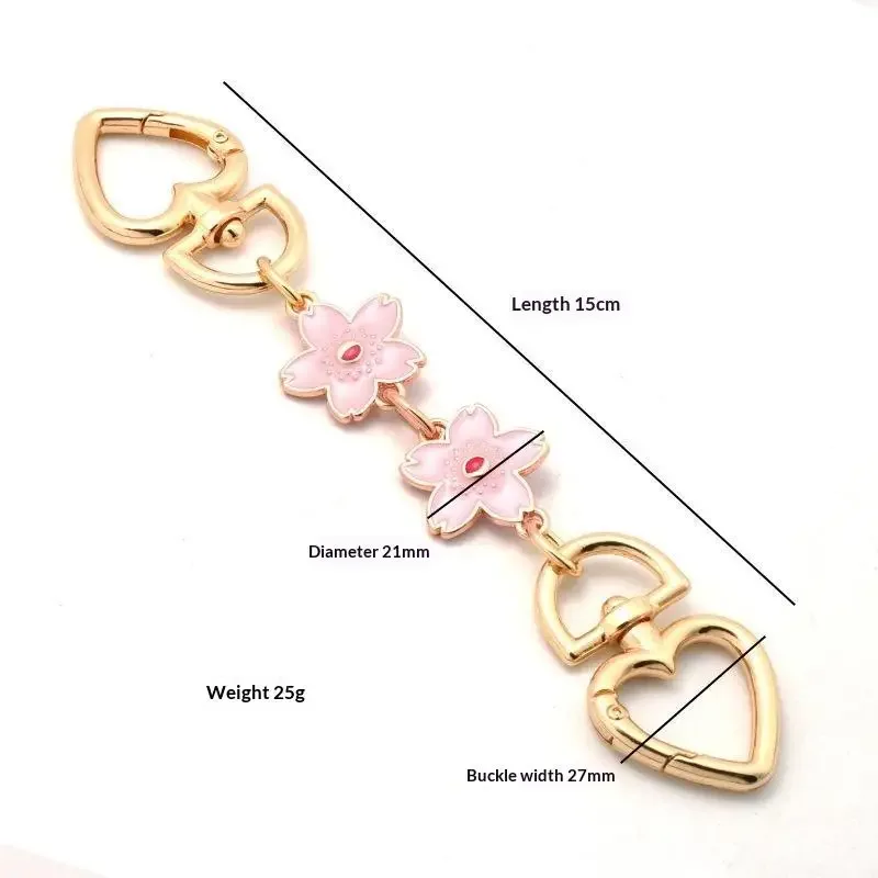 bracelet extensible zinc motif fleur coeur décoration sac femmes chaîne ornementation multifonction usage jour personnalisation style chic mode transport