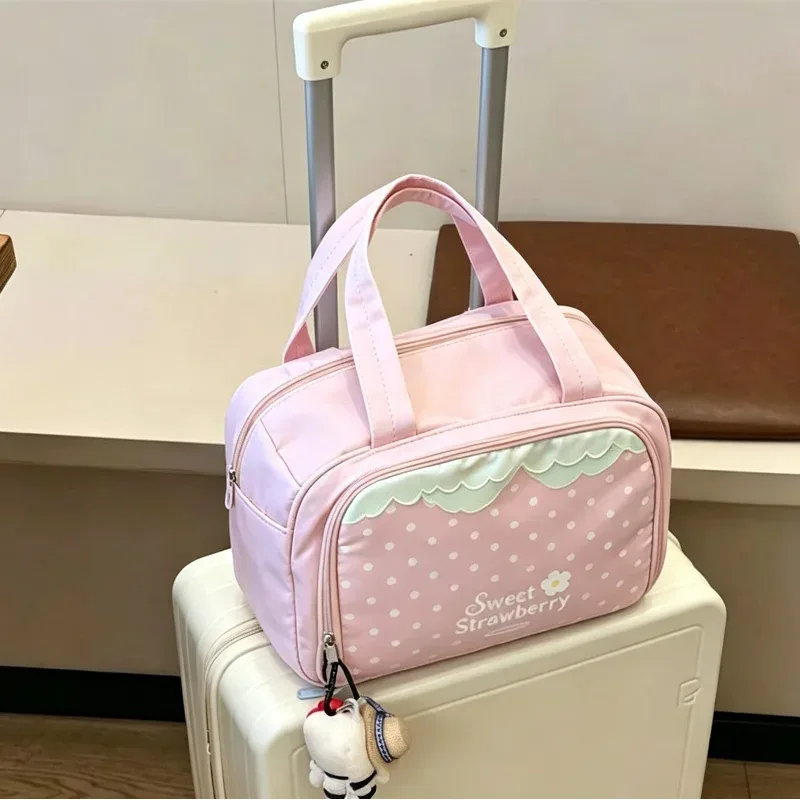sac de maquillage coloré multifonctionnel de grande capacité, plusieurs compartiments pour le rangement, nouveau sac à bandoulière d'été doux et mignon pour femmes