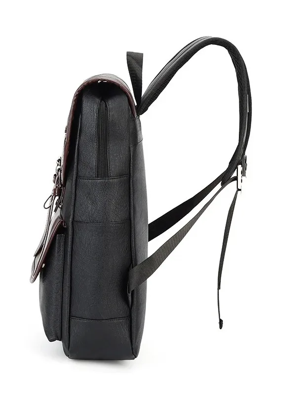 sac à dos décontracté en cuir pu 15.6 pouces, sac à dos de voyage pour ordinateur portable d'affaires, cartable multi-poches