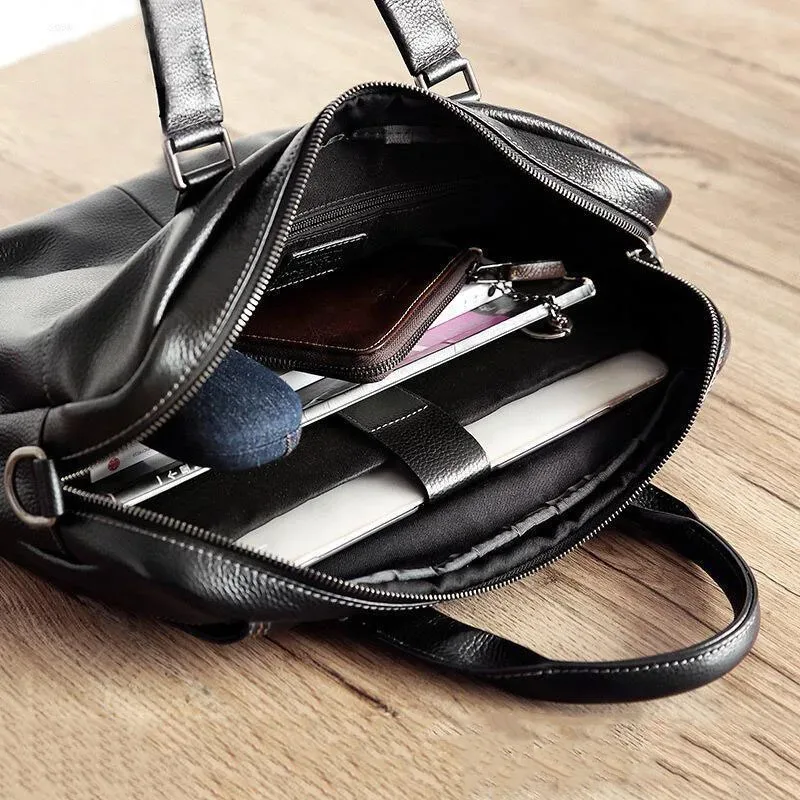 sac à main d'affaires en cuir de vache de haute qualité pour hommes, sac à bandoulière 100% mallette en cuir véritable pour hommes, sac à bandoulière pour les déplacements
