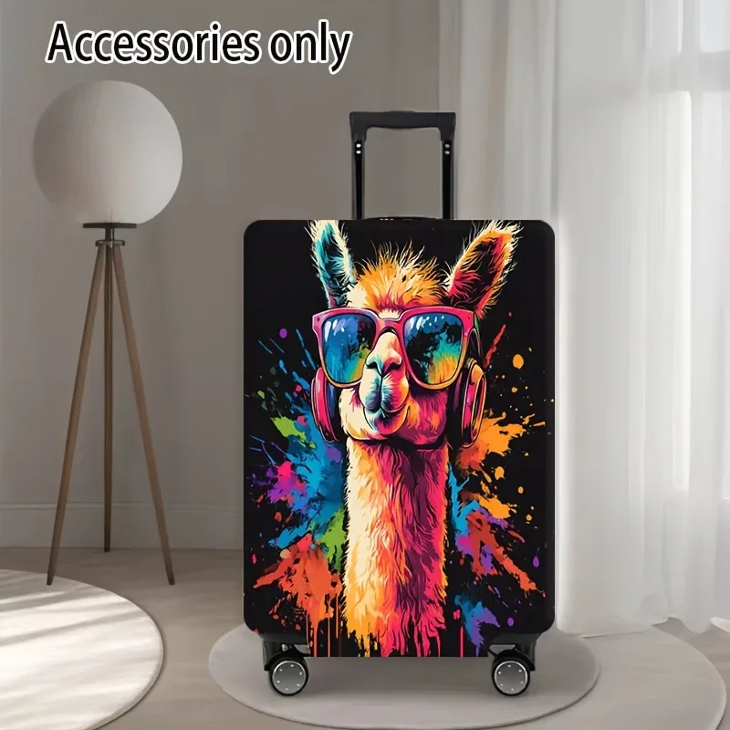 housse de bagage colorée à imprimé alpaga, accessoire de voyage anti-poussière et extensible, convient aux valises de 18 à 32 pouces