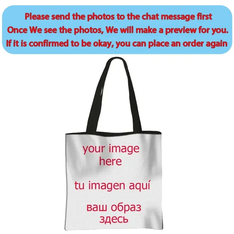 Sac à main à personnaliser avec votre Logo/nom/Image, sac de Shopping pour femmes, sac à bandoulière pour voyage, fourre-tout décontractés