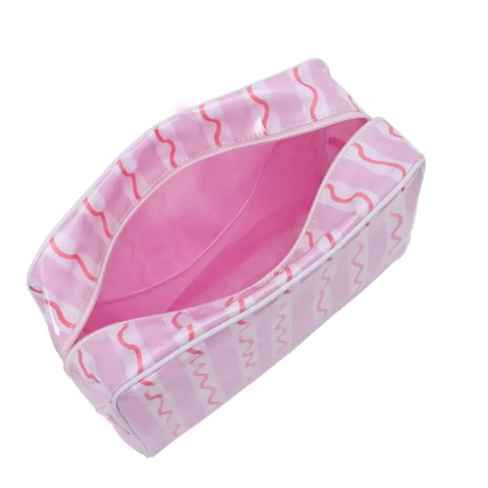 sac à cosmétiques en polyester pvc, sac de rangement pour cosmétiques imperméable à double couche, sac de toilette portable imprimé en couleur pour femmes et filles