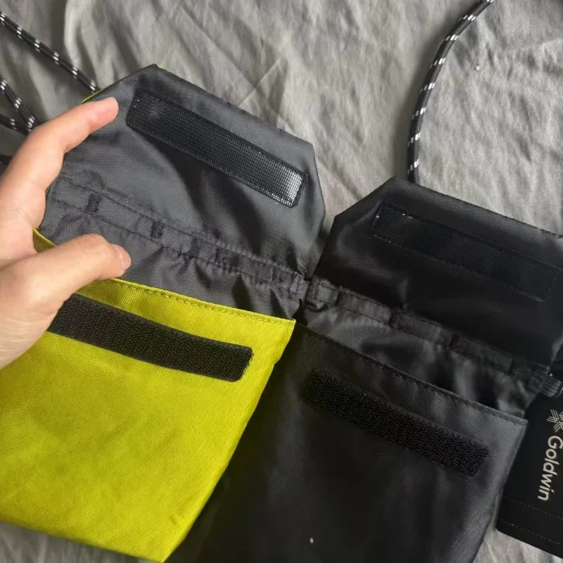 sac à bandoulière compact goldwin twist rope avec rabat, pour homme et femme, noir et jaune, sacoche de téléphone, pochette zéro, sacs à dos polyvalents