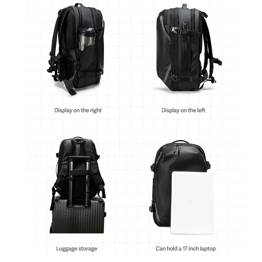 sac à dos de voyage pour hommes, compression sous vide, 40l, pour ordinateur portable, affaires, grande capacité, pour l'école, sac à dos de randonnée extensible