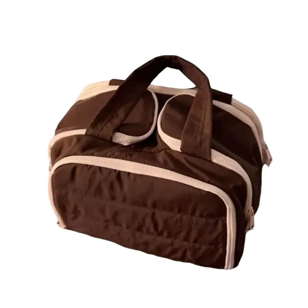 sac à main cosmétique design multi-poches, double face ouvert, poignée confortable, trousse de toilette de voyage, accès facile, séparé, sec et humide