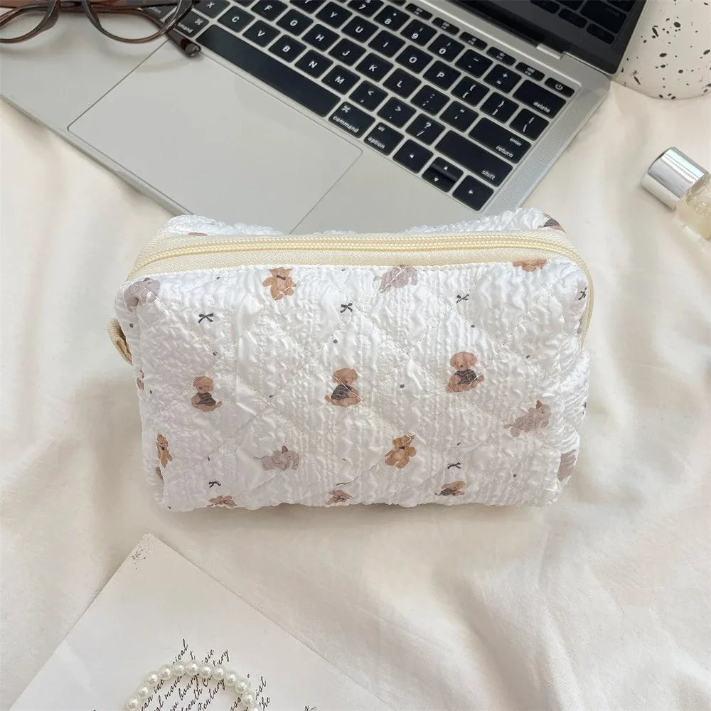 sac de maquillage à fleurs roses pour femmes, mignon, organisateur de voyage, pièces de monnaie cosmétiques, pochette pour filles, sacs à cosmétiques carrés à fermeture éclair de dessin animé mignon