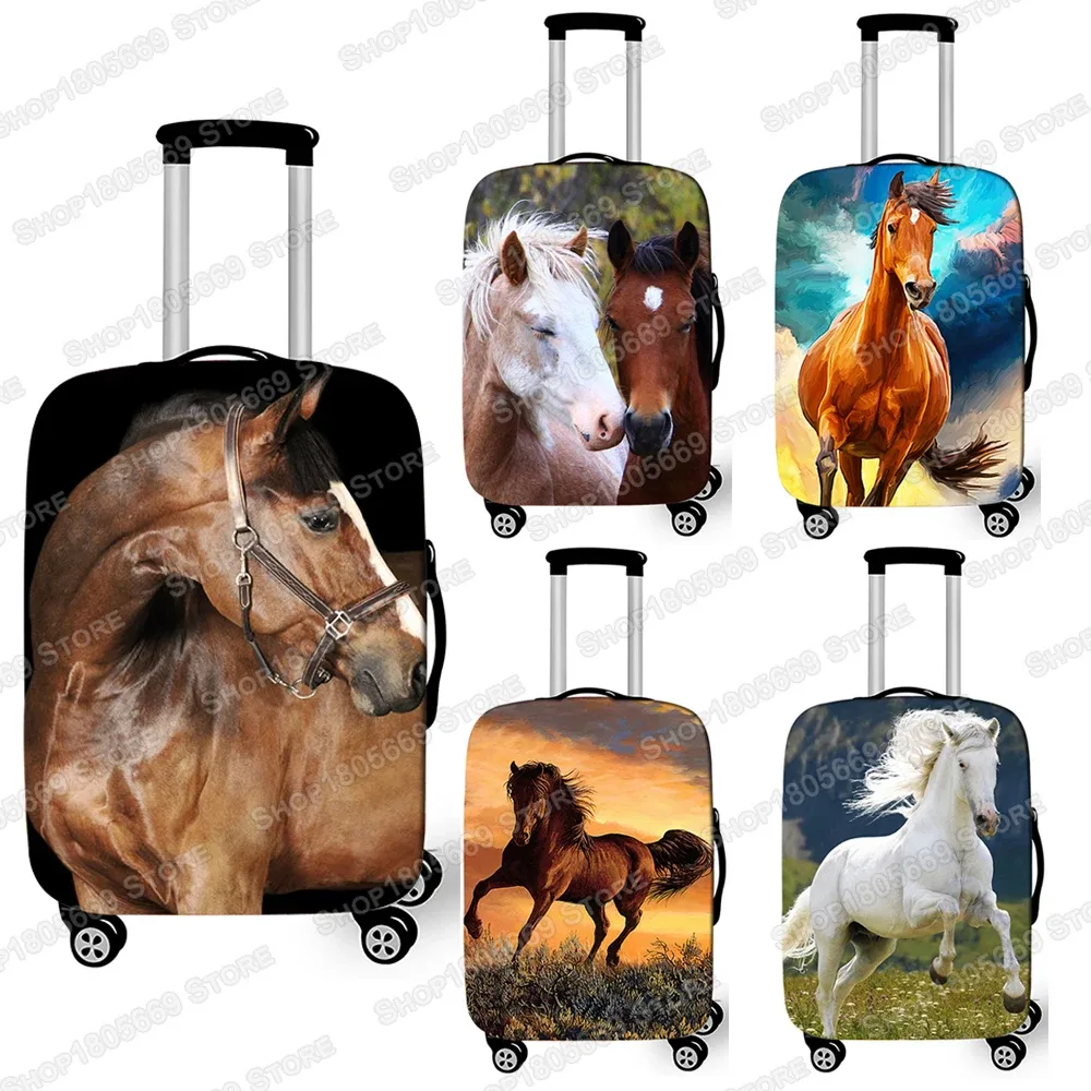 juste de bagage imprimée animal et cheval, housses de valise à roulettes élastiques, anti-poussière, accessoires de voyage mignons
