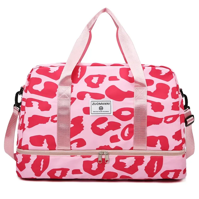 sac de voyage imperméable et tendance pour le sport, sac de rangement portable en nylon pour vêtements de sport pour femmes, pochette de gym multifonctionnelle avec séparation sec/humide.