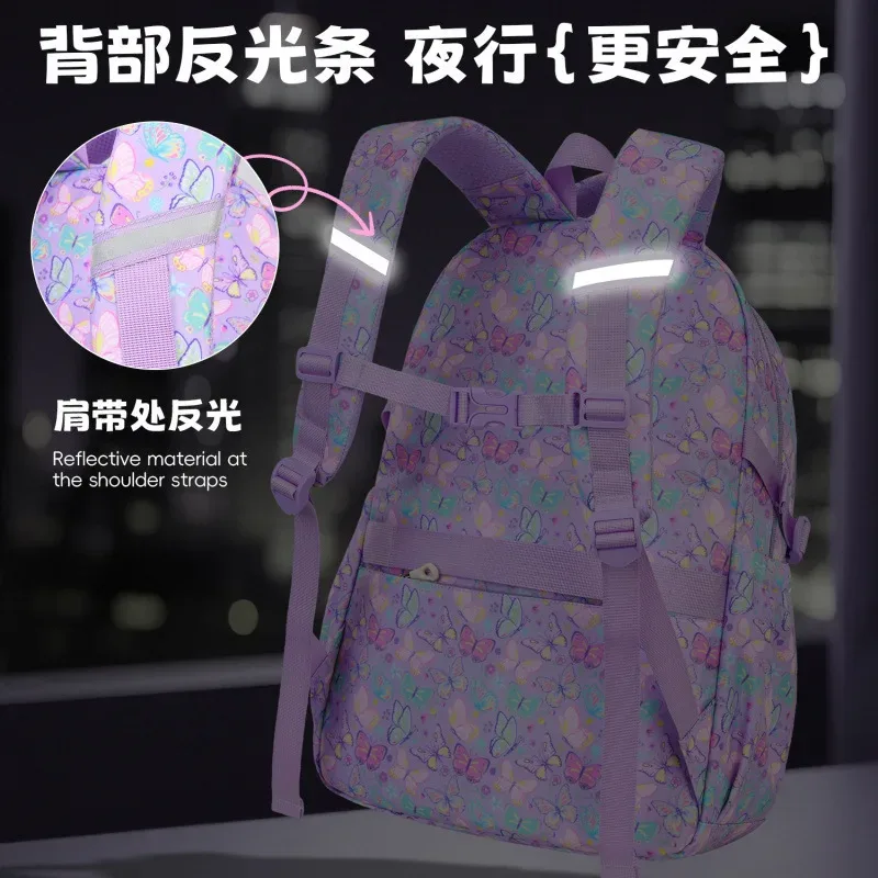 sac à dos scolaire pour filles, 3 pièces/ensemble, avec sac à déjeuner et trousse à crayons, sac à dos mignon en forme de papillon, sac à dos pour élèves du primaire et du collège