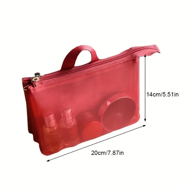sac de rangement en maille pour maquillage, sac à main en maille, sac de voyage portable pour passeport, trousse de toilette, sac de rangement ajouré
