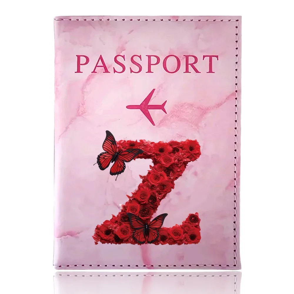 étui de passeport imprimé série rose rouge, porte-passeport, accessoires de voyage, housse de protection pour avion