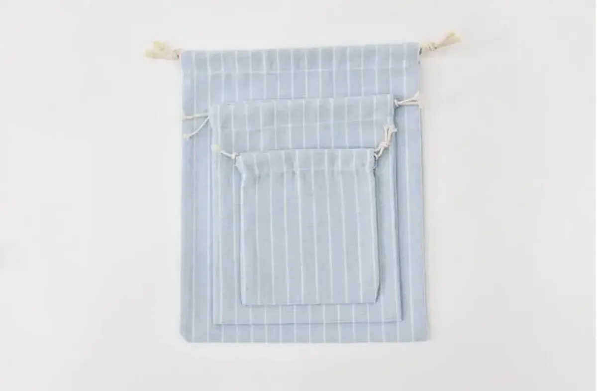 sac de rangement de poche pour paquet, sac de rangement en tissu de coton avec cordon de serrage, sacs de rangement en tissu pour serviettes cosmétiques, trousse de toilette