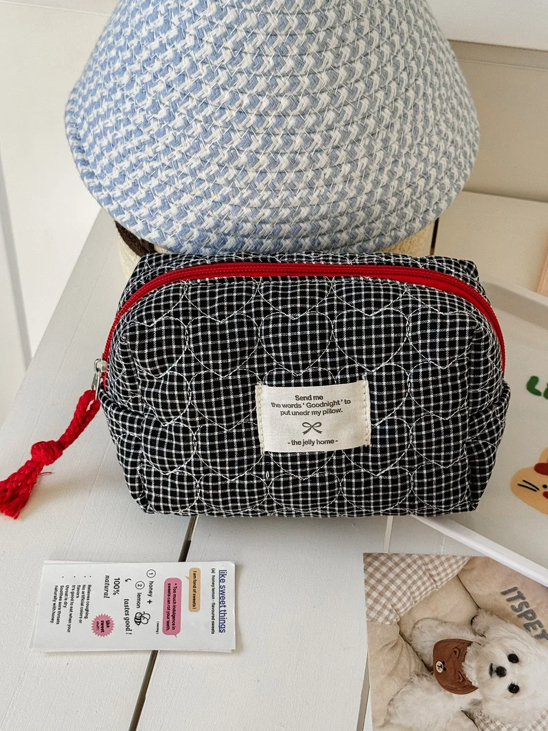 sacs à cosmétiques matelassés à carreaux en forme de cœur pour femmes, trousse de maquillage de grande capacité, sac de rangement de voyage pour dames, sac à main décontracté pour filles, pochette