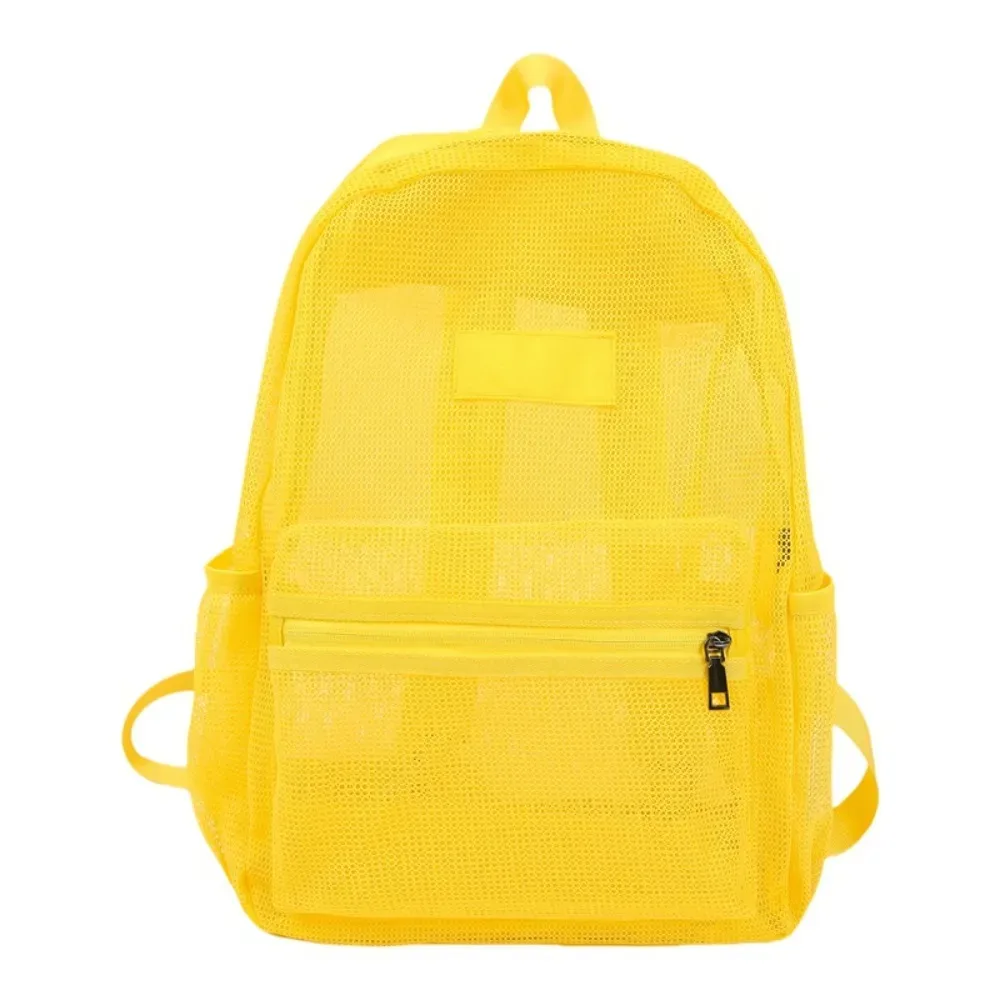 sac à dos en maille respirante, multi-poches, grande capacité, pliable, léger, transparent, pour garçons et filles