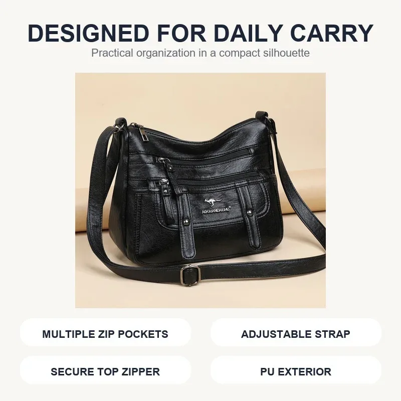 sac mère en cuir souple, sac à bandoulière de grande capacité à la mode pour femmes