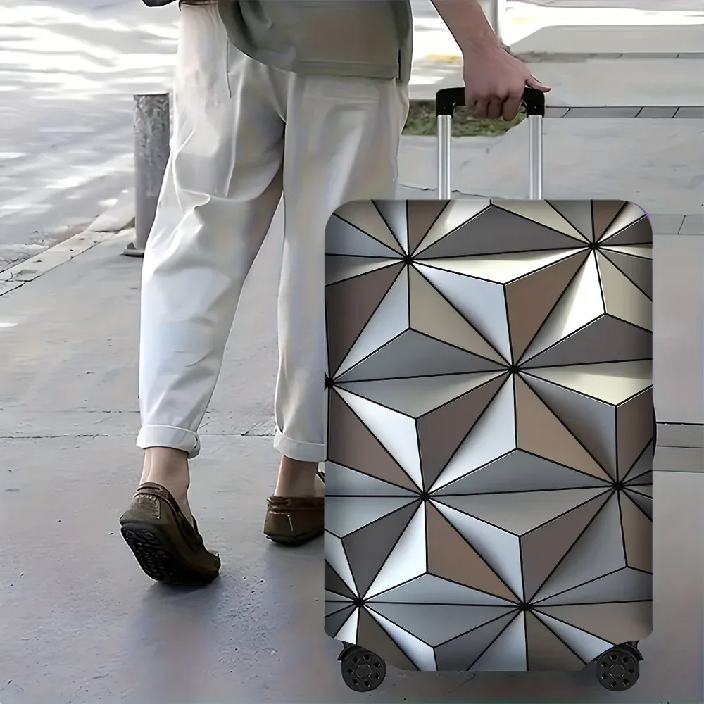 1 housse de bagage à motif géométrique pour bagages de 18 à 32 pouces ; accessoires de voyage anti-poussière et élastiques pour protéger efficacement y