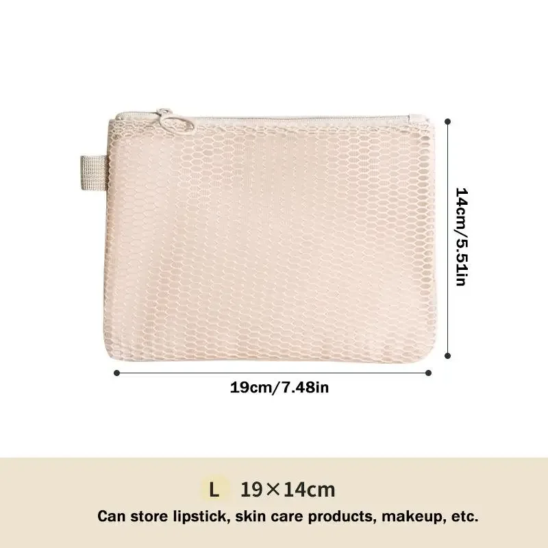trousse de toilette portable transparente en maille grande capacité, pochette cosmétique en filet pour le rangement du maquillage en voyage pour femmes