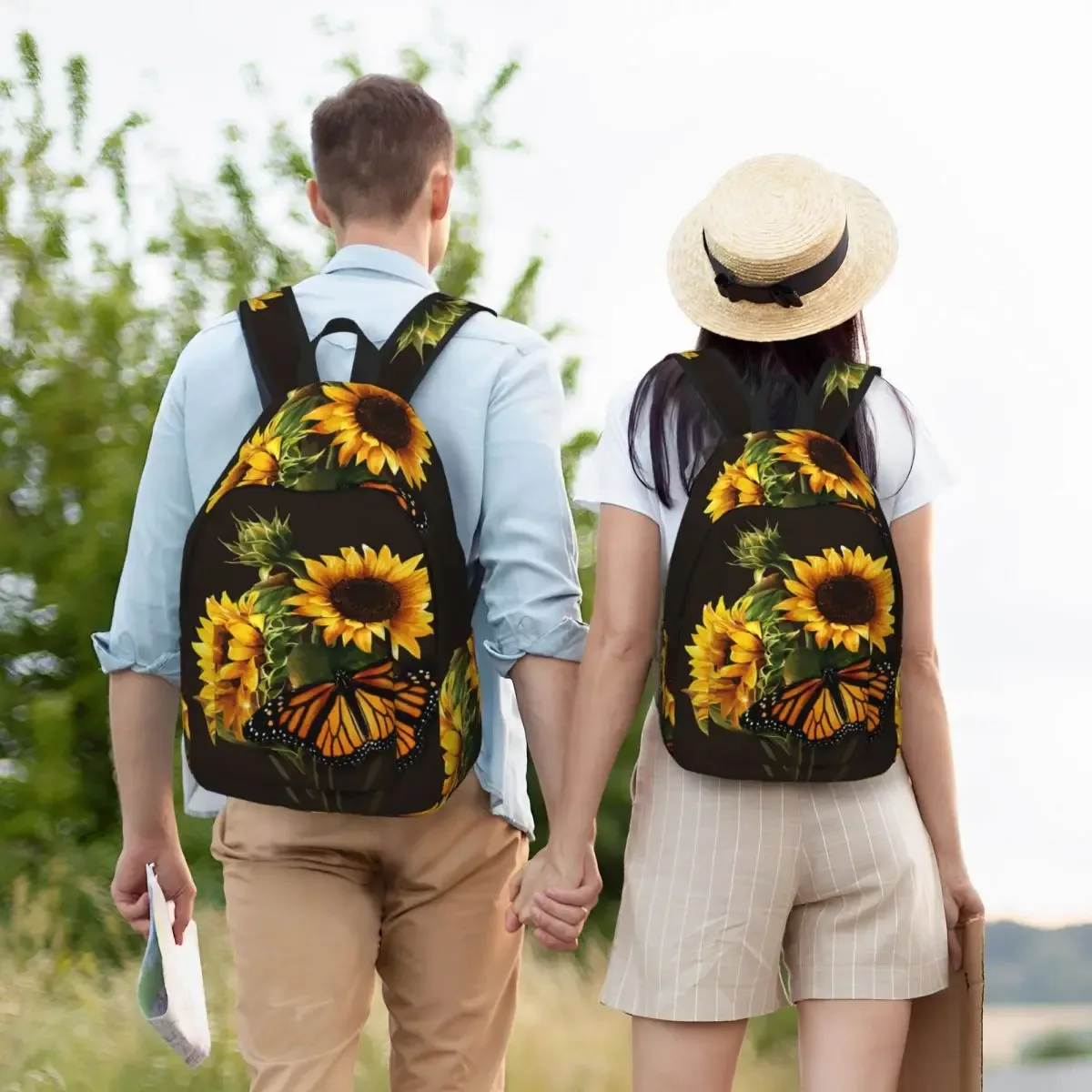 tournesol et papillon photo sac à dos homme école étudiant sac à dos femme grande capacité sac à dos pour ordinateur portable