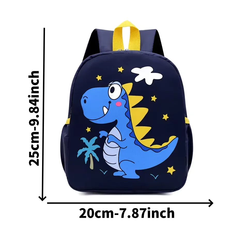 sac à dos imprimé pour enfants de maternelle, motif dinosaure et petits animaux, sac à dos double en toile pour garçons et filles, idéal pour la rentrée scolaire.