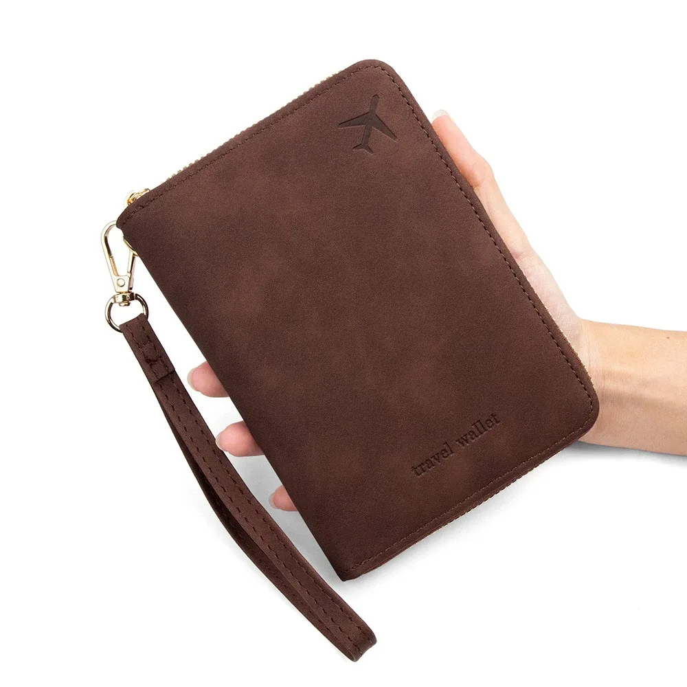 étui de passeport rfid anti-magnétique personnalisé avec fermeture éclair pour voyage, porte-passeport, sac de rangement de documents multifonctionnel