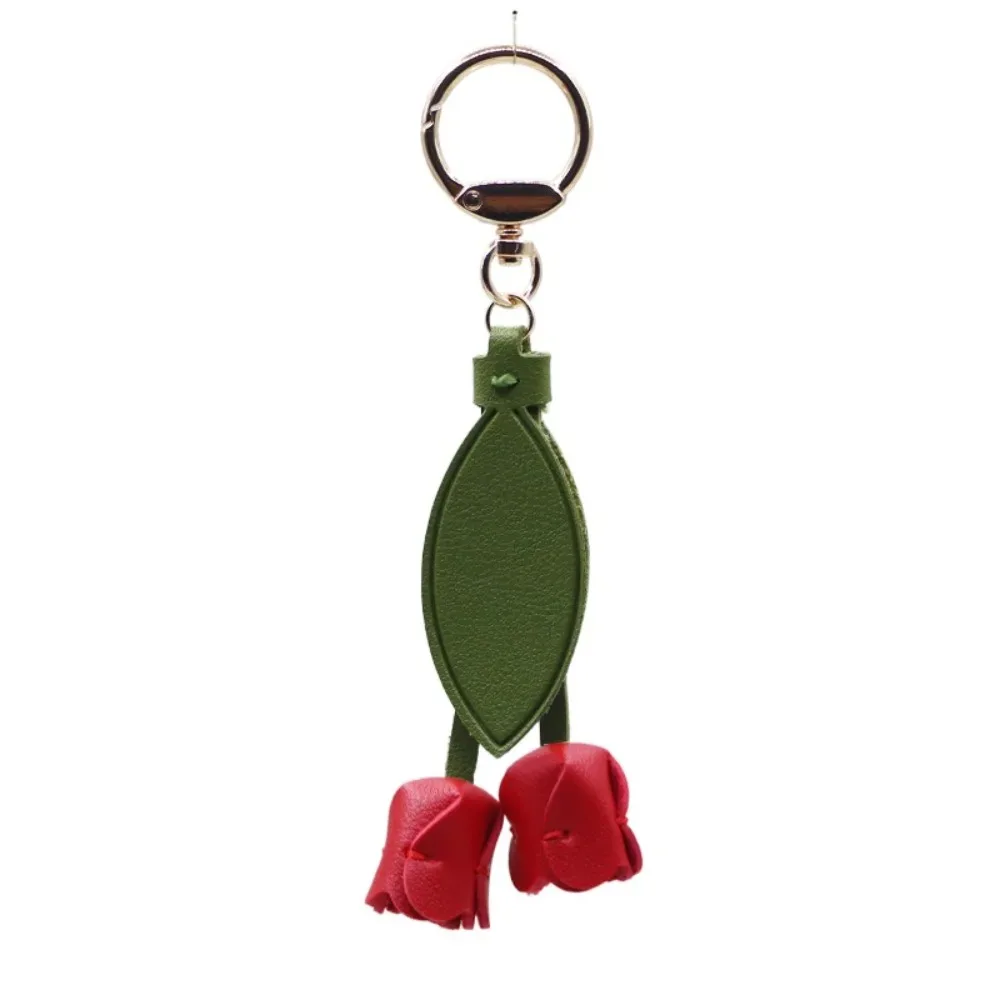 pendentif de sac sweet tulip, en cuir pu dopamine, accessoire de décoration pour sac à dos frais, accessoires assortis pour sac, lanière florale de style coréen pour fille