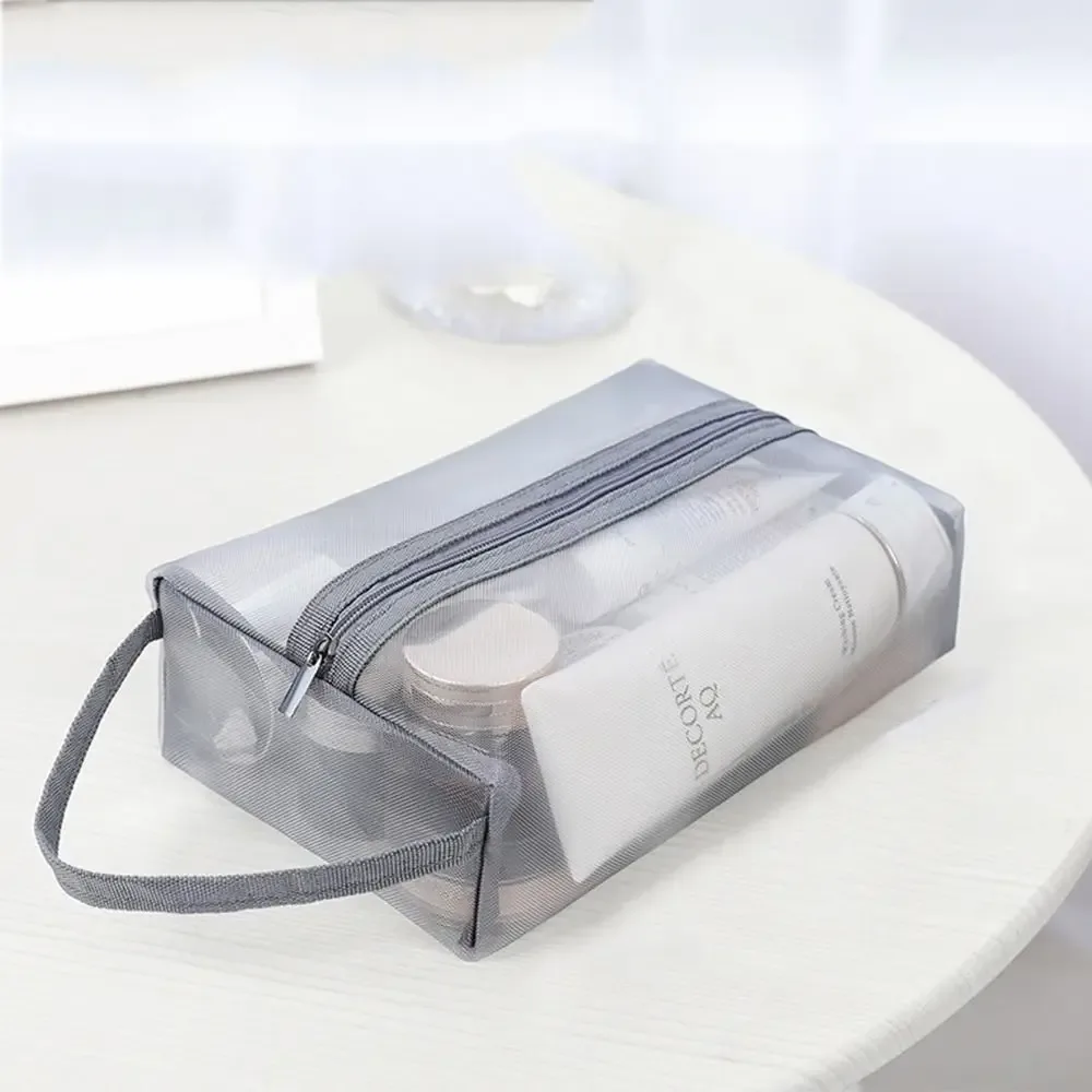 sac à cosmétiques transparent en maille, sac de rangement pour soins de la peau, sac à main de voyage portable, sac de lavage étudiant, sac de papeterie