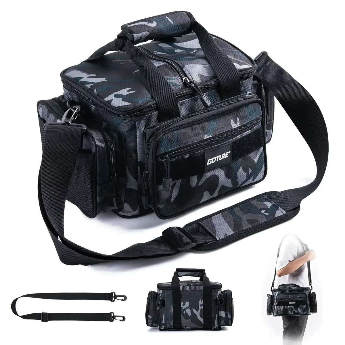 sac de voyage tactique en toile imperméable, sac à main multifonctionnel pour le camping, la randonnée, la pêche, sac à bandoulière, sac de voyage