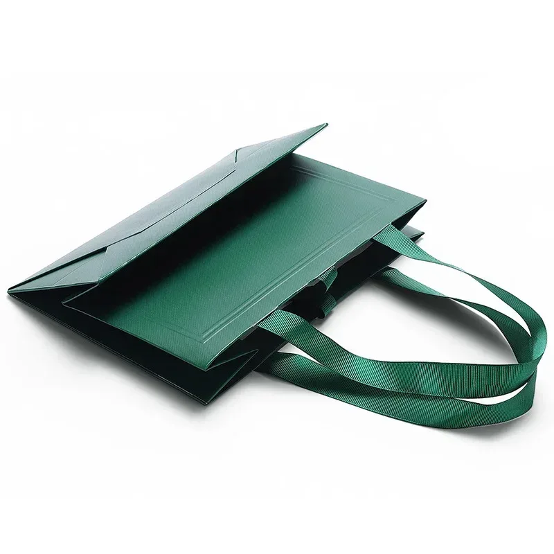 sac en papier portable pour bijoux, sac d'emballage personnalisable avec logo, sac cadeau avec ruban, pochettes de rangement pour accessoires de bijoux