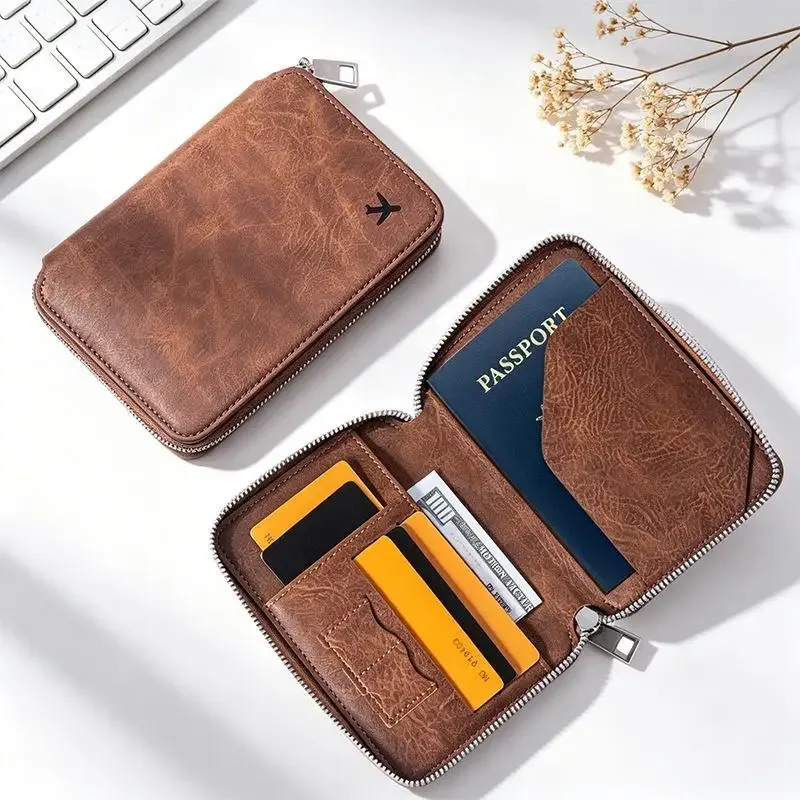 étui de voyage zippé grande capacité pour passeport et cartes, organiseur de billets, porte-monnaie