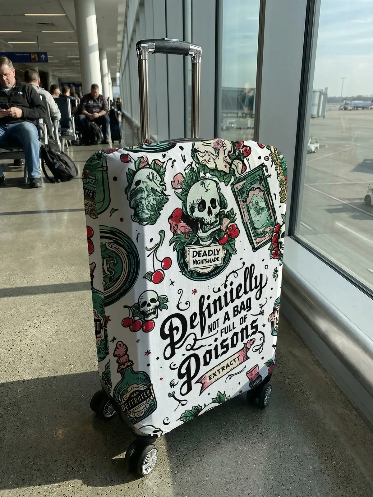Housse de bagage vintage à imprimé crâne et poison, adaptée aux bagages de 18 à 32 pouces, protège-poignée de bagage, accessoires de voyage
