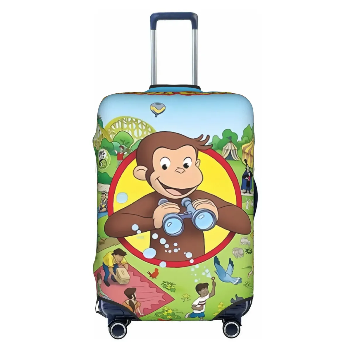 housse de valise anti-poussière, motif dessin animé curious george funny tv monkey anime, protection pour bagages de 18 à 32 pouces