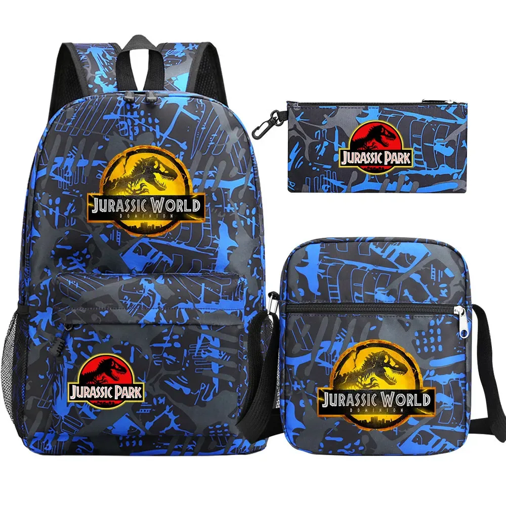 dinosaur jurassic world park 3 pièces garçons filles enfants retour à l'école livre sacs, sac à dos étudiant, sac à bandoulière trousse à crayons