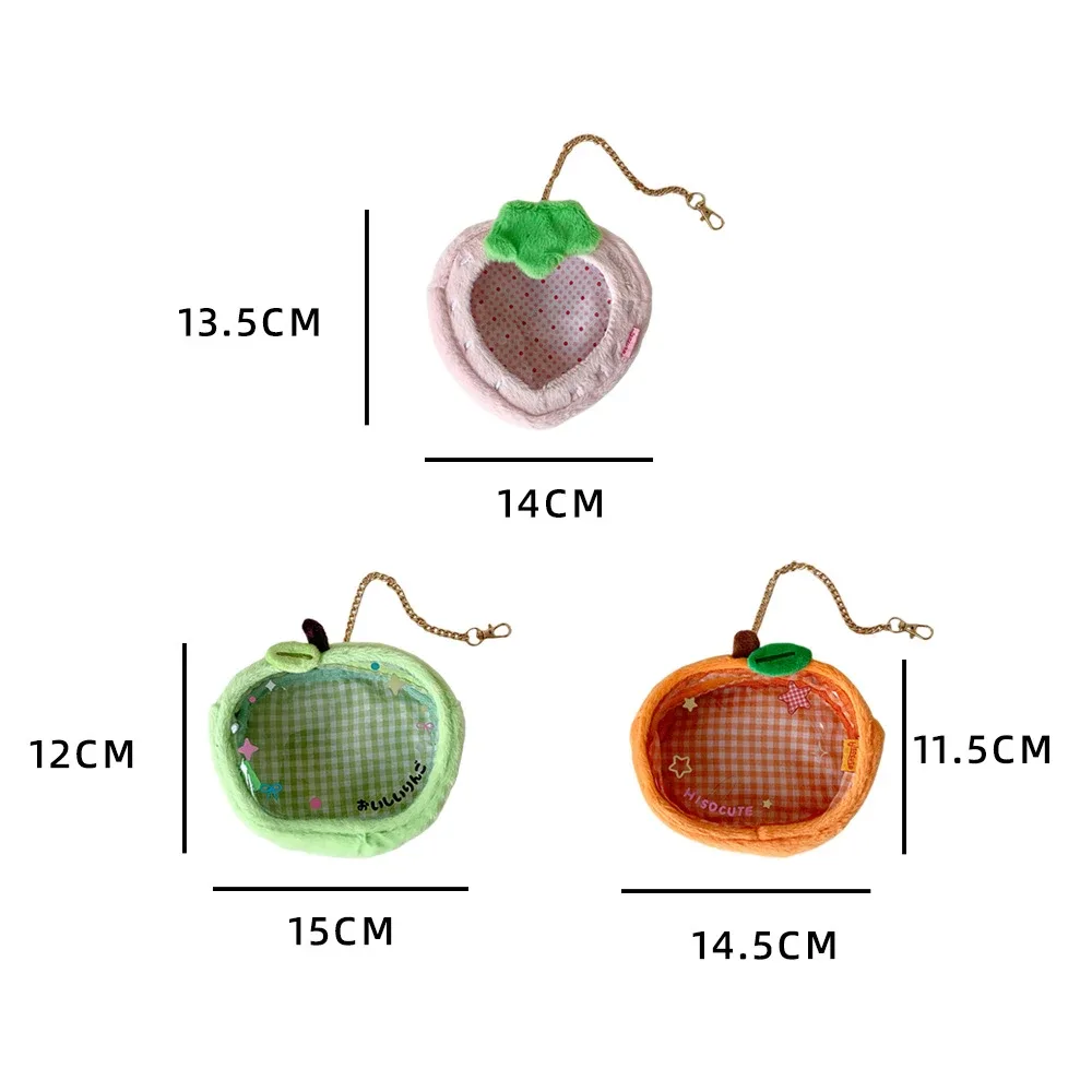 sac de rangement de poupée en peluche orange fraise, dessin animé mignon pour femmes, accessoires de décoration, pendentif, sac d'exposition de figurines, cadeaux d'anniversaire pour filles