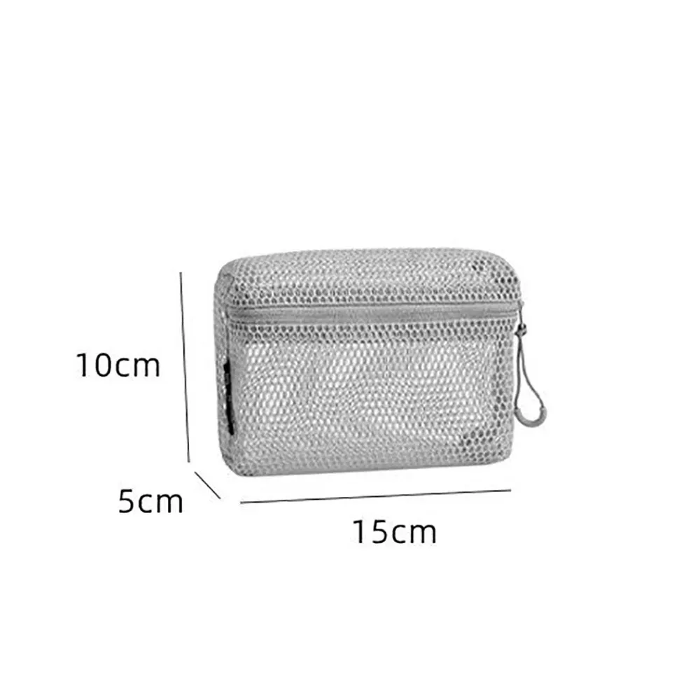 pochette de rangement décontractée en nylon avec fermeture éclair, sac à cosmétiques en maille, pochette multi-usage en maille pour femme