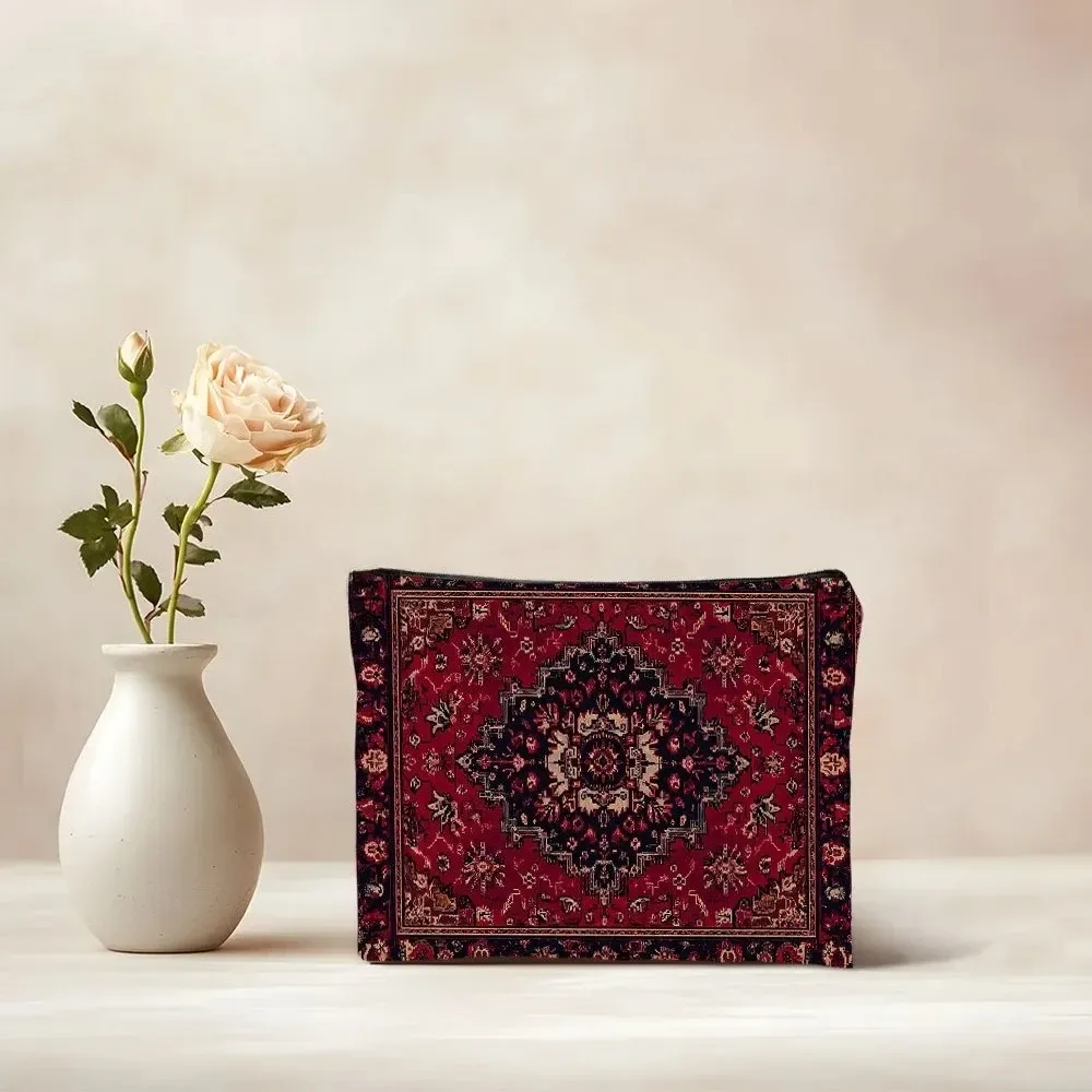 un sac de maquillage bohème – sac à fermeture éclair multifonctionnel mignon pour femmes, sac de rangement de bijoux, petit sac de rangement à fermeture éclair de voyage parfait