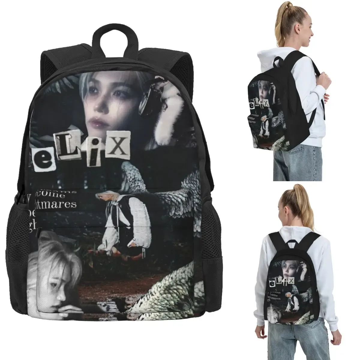 felix coréen kpop chanteur sacs à dos garçons filles bookbag grande capacité enfants sacs d'école ordinateur portable sac à dos sac à bandoulière