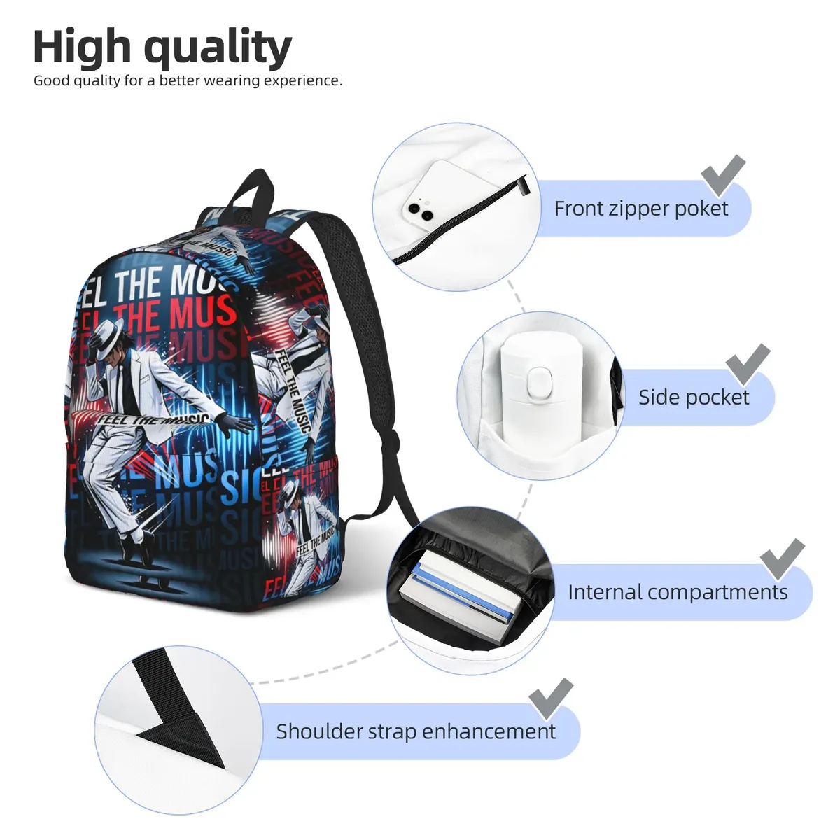 sac à dos michael mj, sacs à dos de randonnée pour femmes et hommes, sacs d'école secondaire originaux, grand sac à dos de créateur