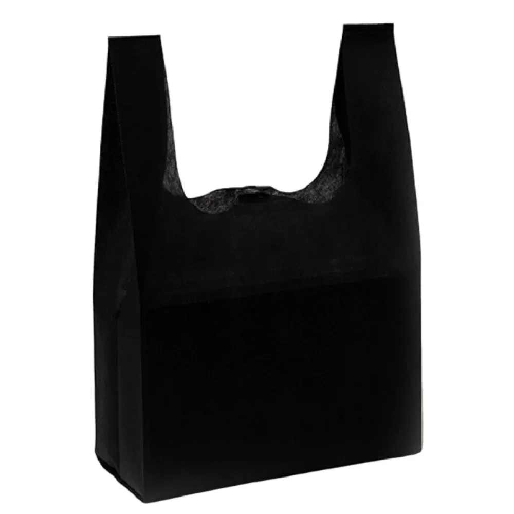 sac de courses non tissé de couleur unie, grande capacité, sac à main épais et écologique, sac fourre-tout portable et pratique, réutilisable, 50 pièces