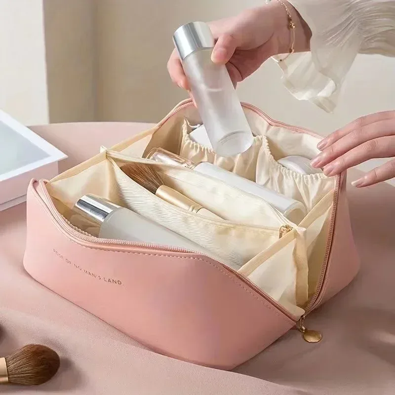 trousse de maquillage d'oreiller portable-nouveau style voyage pour femmes grande capacité organisateur de cosmétiques trousse de toilette pochette de rangement de cosmétiques
