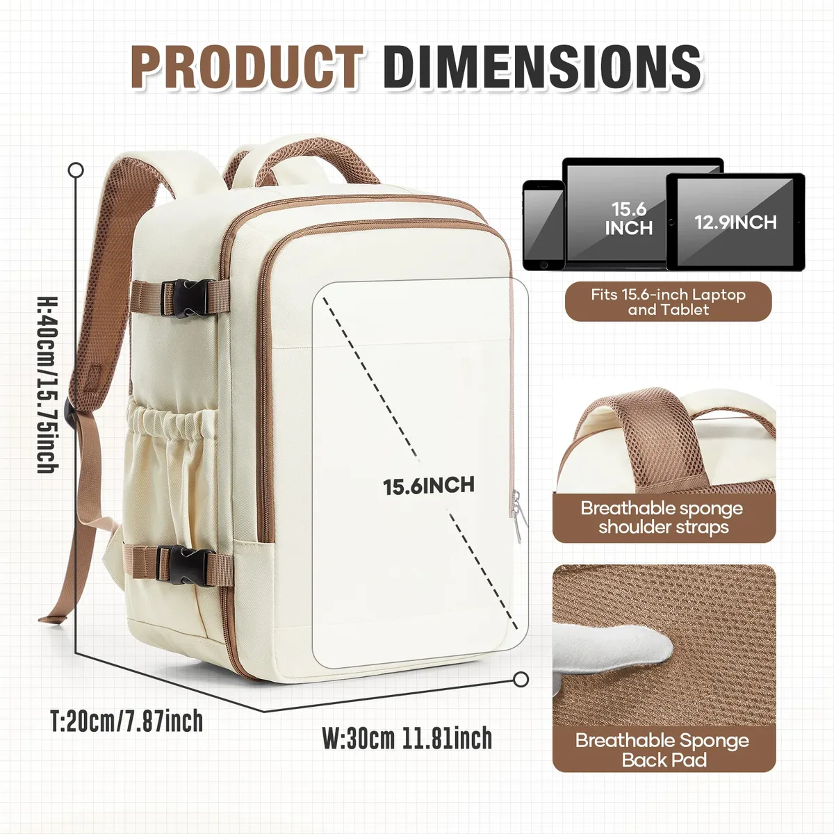 ryanair sac de cabine 40x30x20 cm sac à dos de voyage sous le siège, sac à dos de randonnée en plein air pour hommes avec sac sous vide séparé + scelleuse sous vide