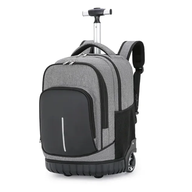 valise sac dos roulettes oxford université gris points noirs bande horizontale contraste enfants voyage