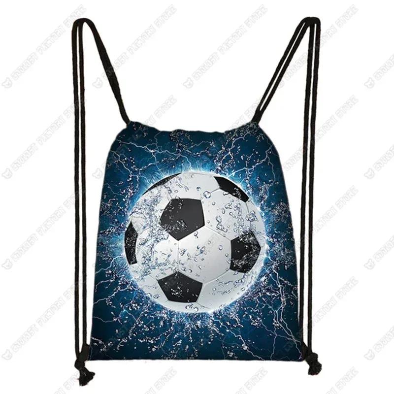 sac dos toile ballon football enflammé licorne colorée feuille orange fond bleu violet gris garçons voyage