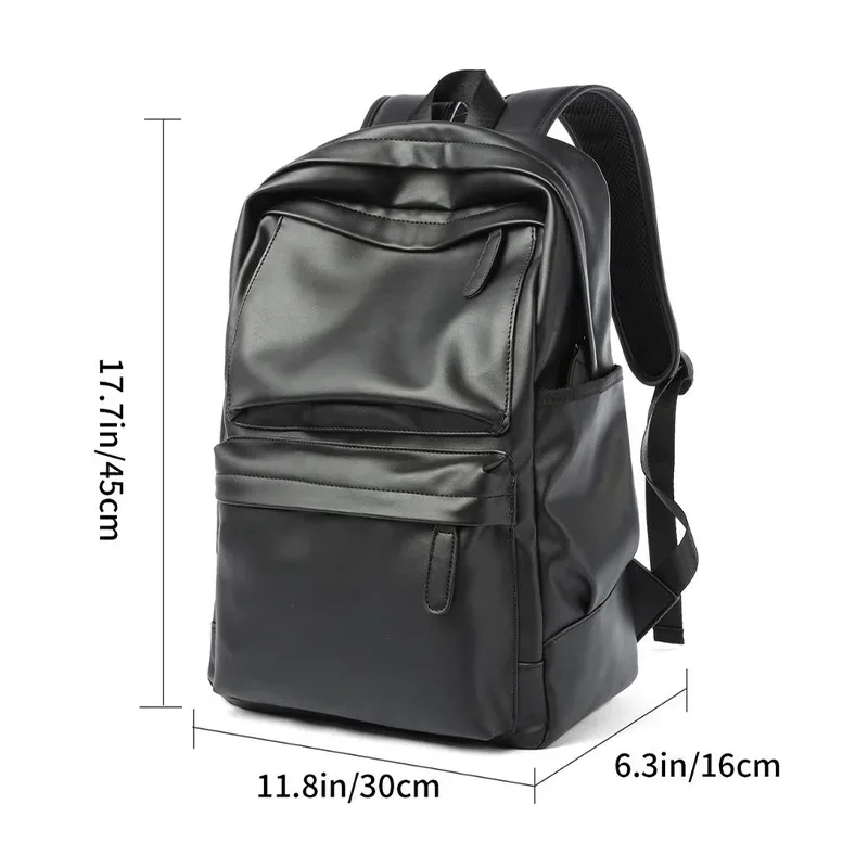 sac à dos en cuir pu pour hommes, sac de voyage étanche, décontracté, pour ordinateur portable de 14 pouces