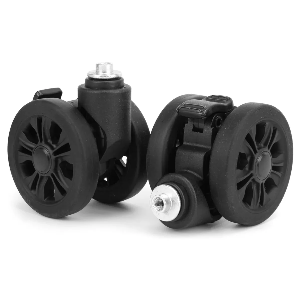roues remplacement bagages plastique métal frein diamètre cinquante cinq millimètres installation facile voyage usage frappé environnements