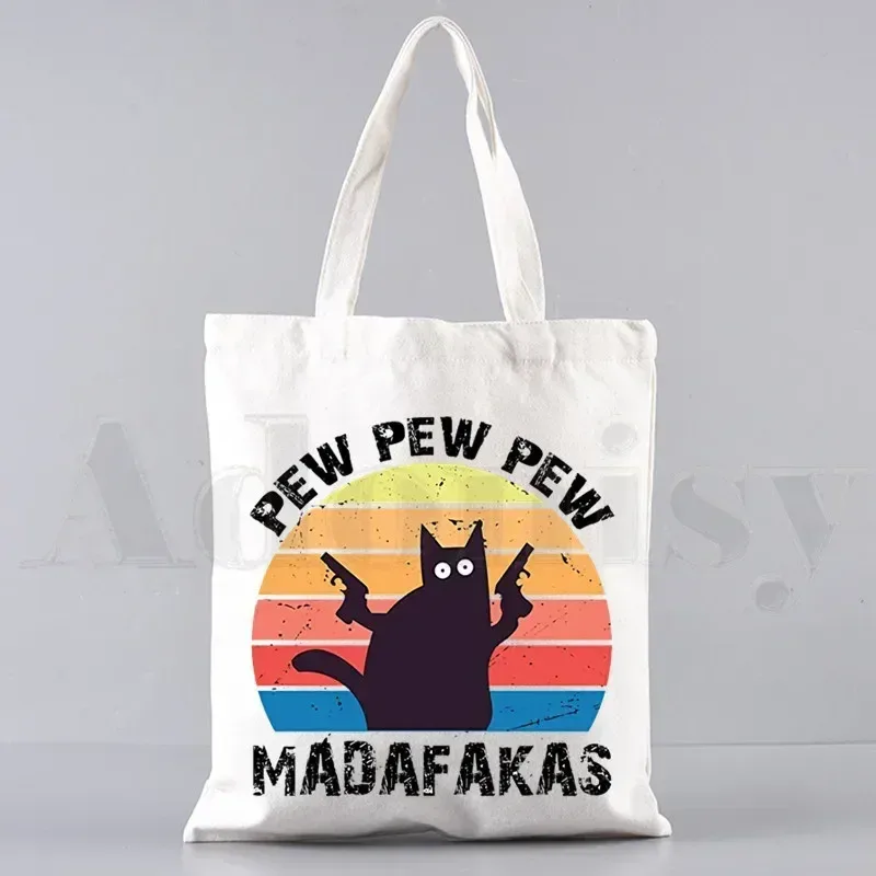 pew pew madafakas sac fourre-tout unisexe sacs en toile sacs à provisions imprimé sac à bandoulière décontracté pliable