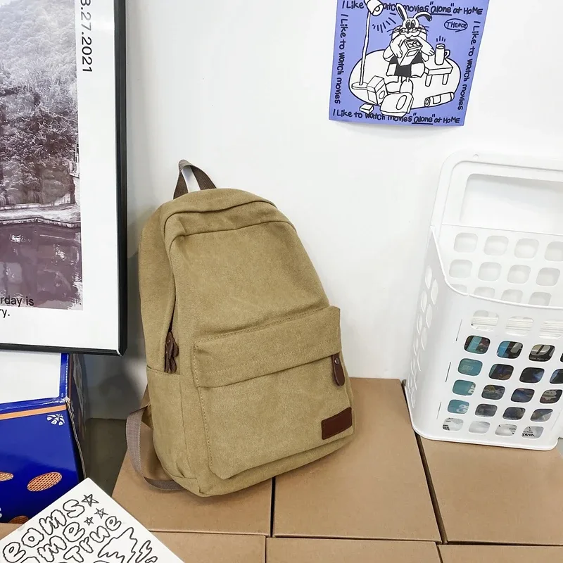 sacs à dos en toile noire unie 100% coton, sacs de loisirs ou de voyage, forfaits unisexe de grande capacité, sacs d'école simples à la mode